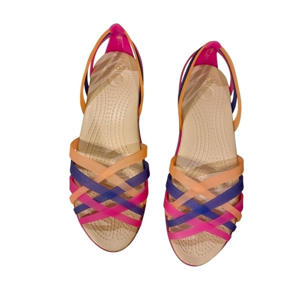 Crocs Huarache Rainbow Jelly Fisherman Sandals Womens 6 Strappy Y2K 14121